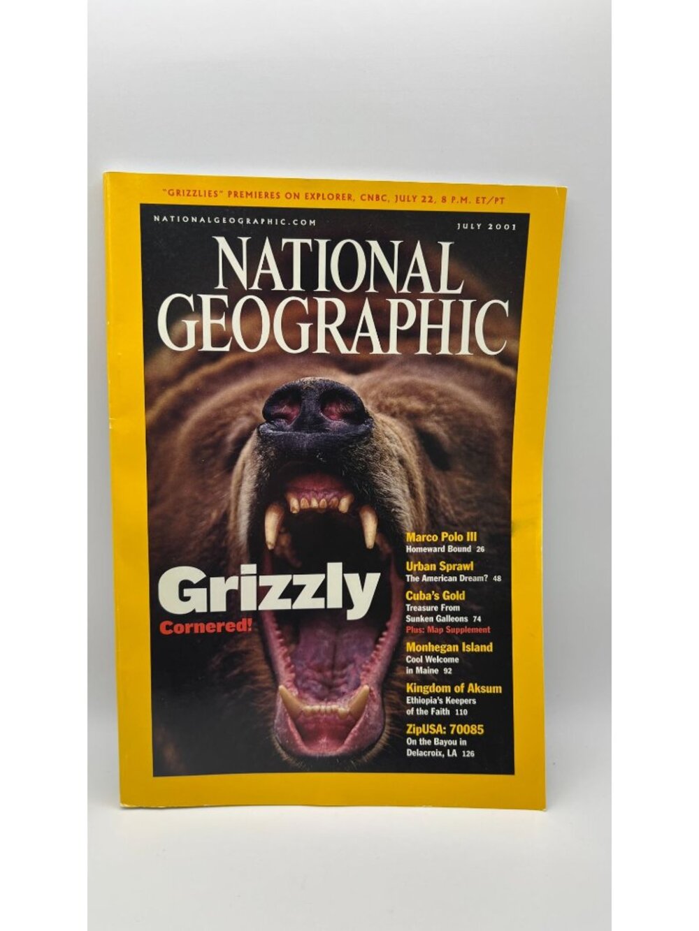 National Geographic July 2001 Grizzly Bear Edition Features Marco Polo III & Cub